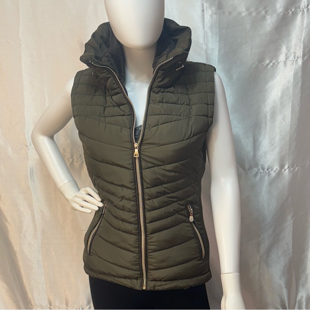 YMI Olive Army Green Quilted Puffer Vest